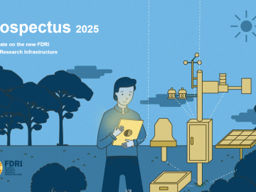 Illustrated cover of FDRI's Digital Prospectus, showing a technician alongside a weather station in the field