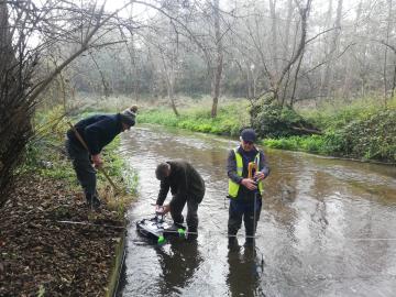 Citizen scientists using an ACP on the river