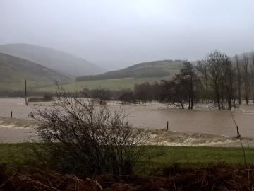The Upper Tweed catchment during flooding in Spring 2025