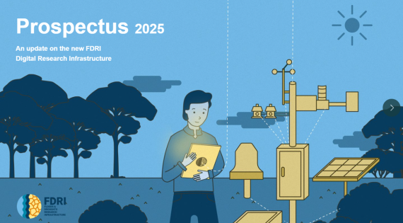 An animated man stands in front of some research instrumentation
