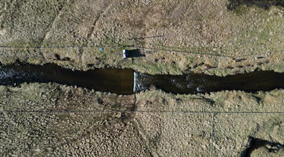 Ariel shot of the Glenbreck station in the upper tweed