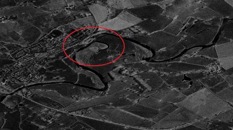 A satellite image of a stretch of the River Severn