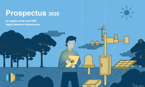 An animated man stands in front of some research instrumentation