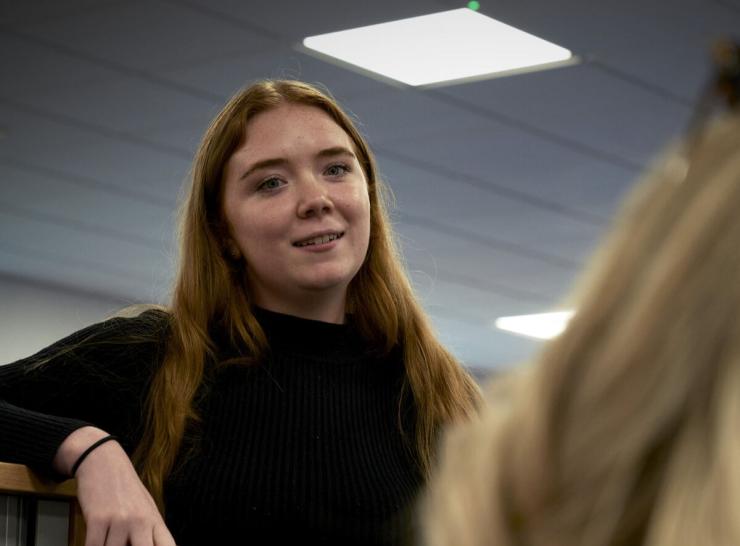 Colleagues talking in an office