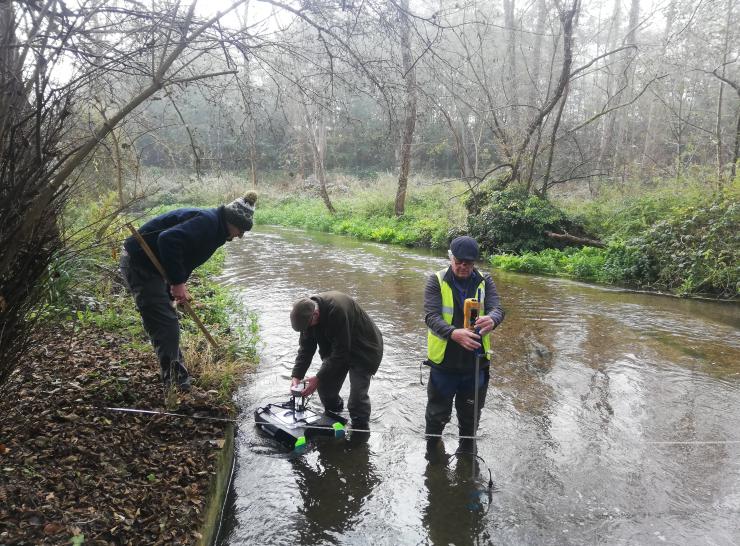 Citizen scientists using an ACP on the river