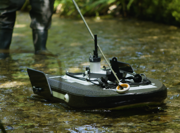 Mini hydro board in a low flow river