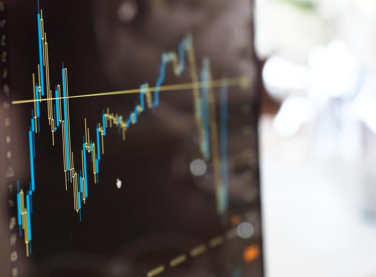 Line graph on a screen