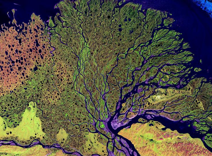 Aerial view of a estuary from space