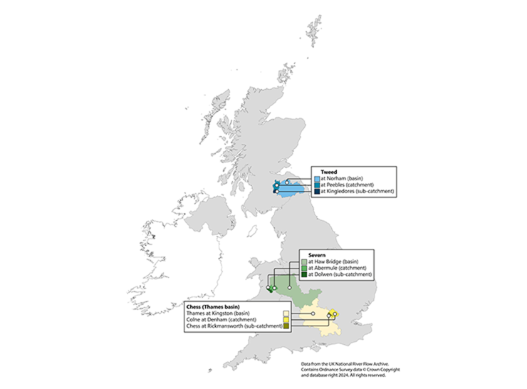 Map showing the location of the thre FDRI catchments